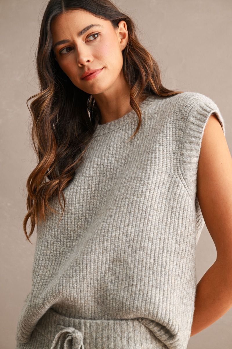 Heather Gray Ribbed Knit Lounge Set