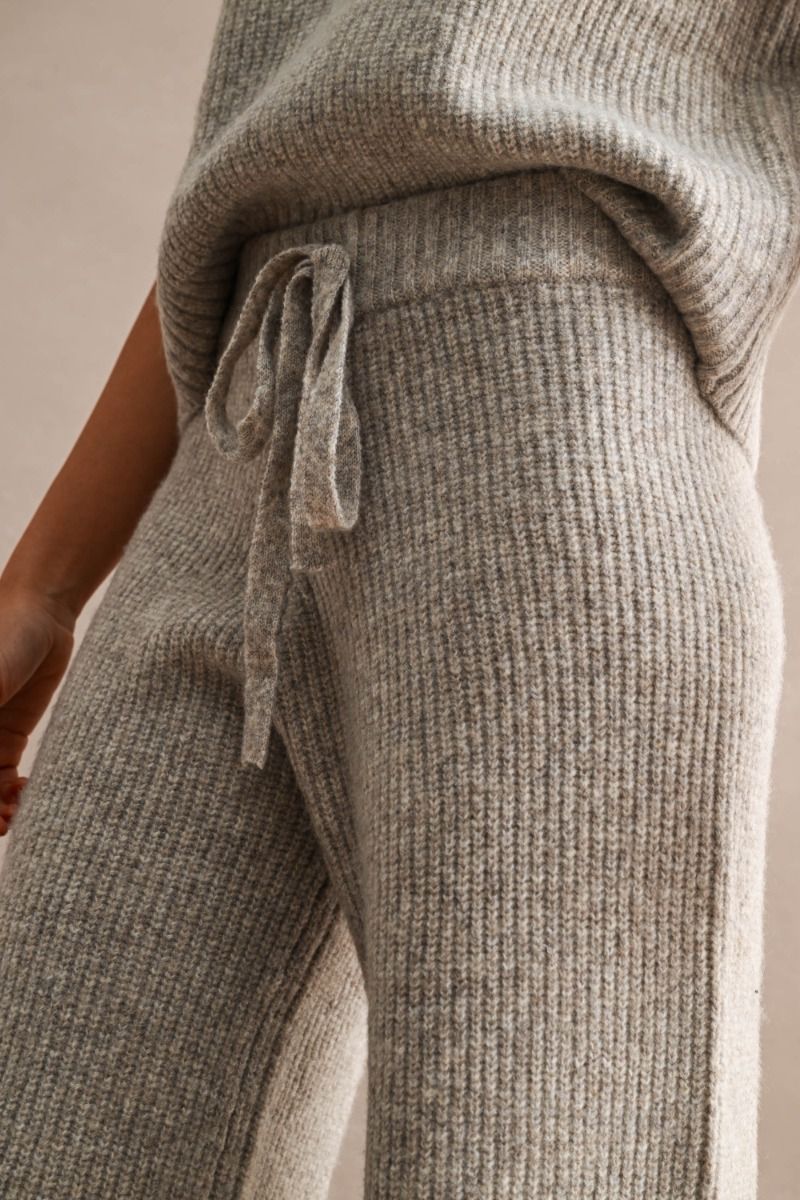 Heather Gray Ribbed Knit Lounge Set